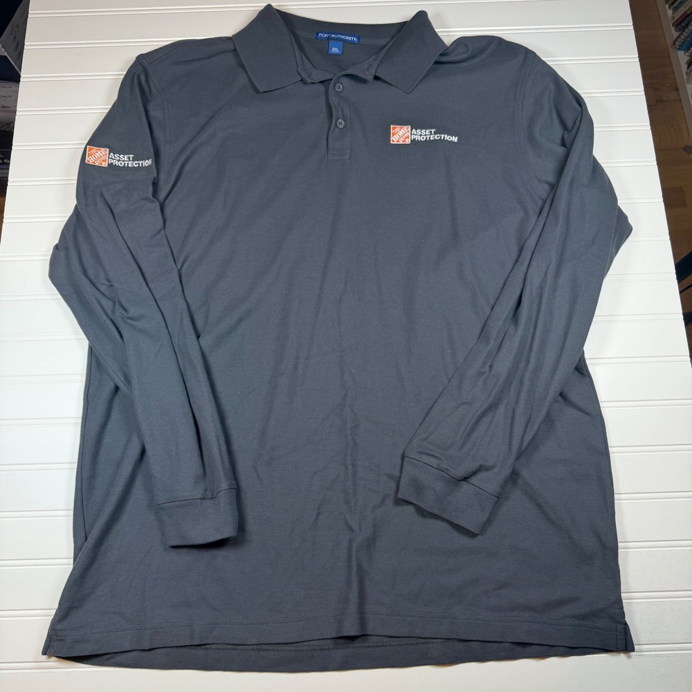 Port Authority Home Depot Asset‎ Protection Long Sleeve Polo Shirt Gray Mens 2XL
